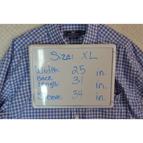 Vineyard Vines Men's XL Cooper Premium 120's Blue Checkered Button Down Shirt - Picture 11 of 12